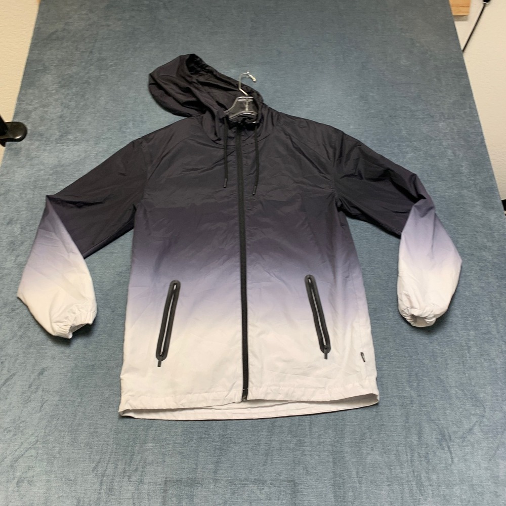 CSG Windbreaker Ombre Jacket Mens Small Multicolor Full Zip Hooded Drawstring